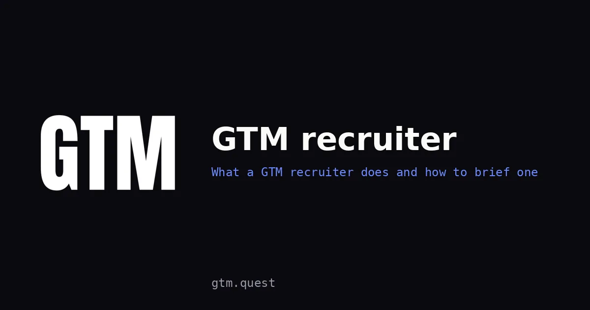 GTM recruiter | GTM Quest GTM recruiter: GTM Quest logo, the London go-to-market agency behind this guide