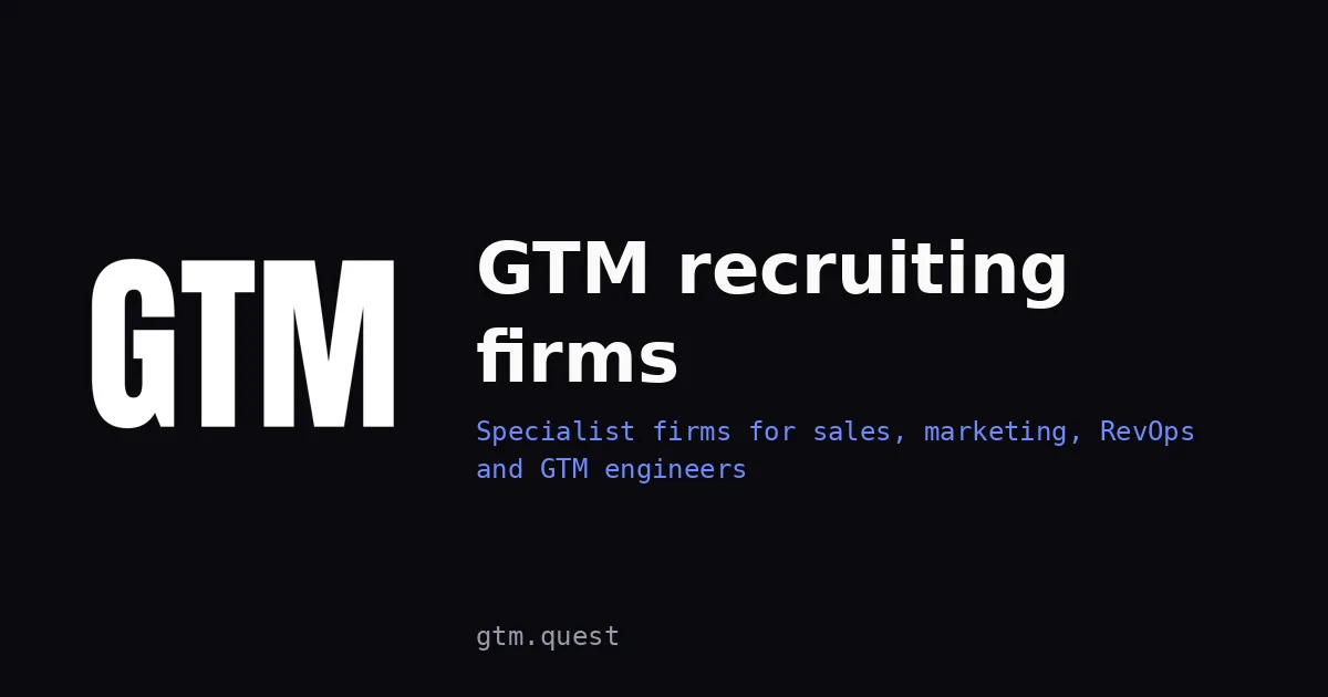 GTM recruiting firms | GTM Quest GTM recruiting firms: GTM Quest logo, the London go-to-market agency behind this guide