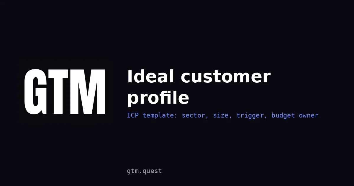 Ideal customer profile (ICP) template | GTM Quest Ideal customer profile (ICP) template for B2B teams, by GTM Quest