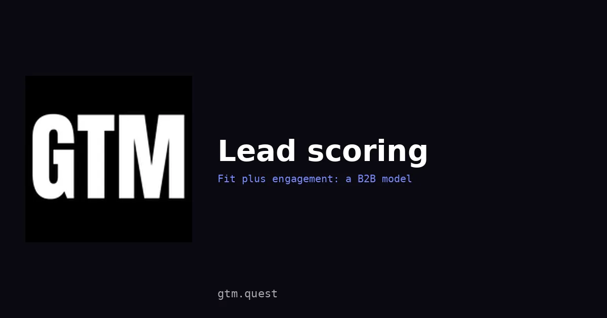 Lead scoring: how to build a B2B model | GTM Quest Lead scoring: fit and engagement, a B2B lead scoring model, by GTM Quest